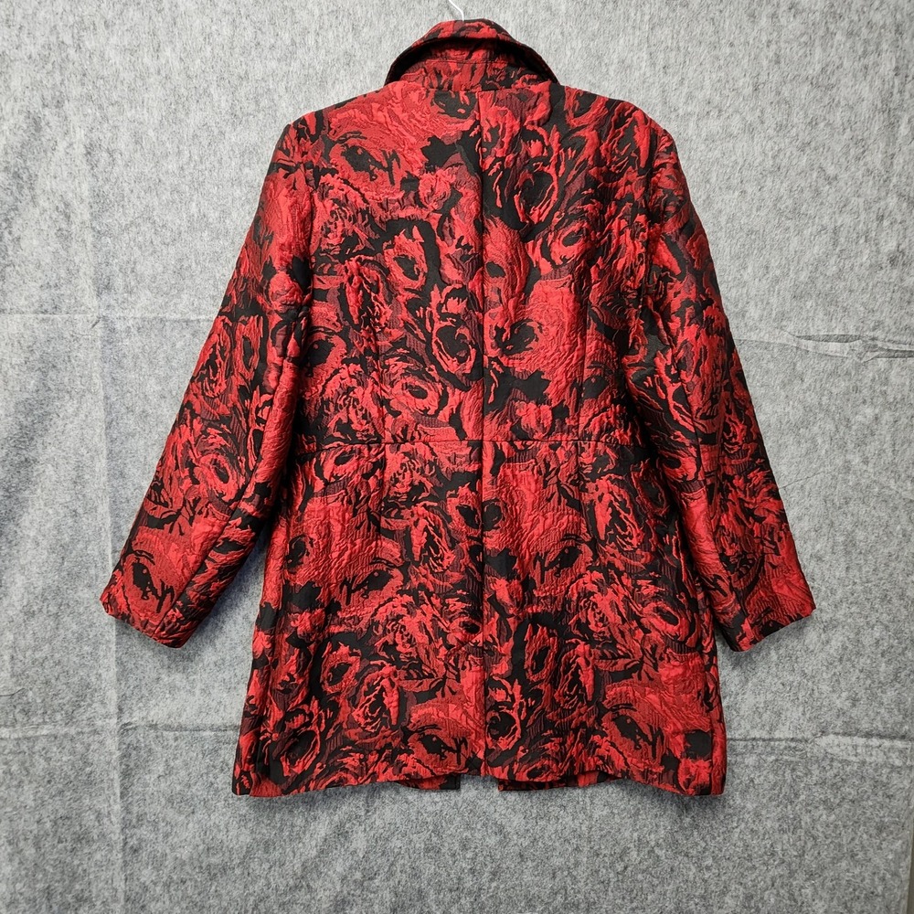 Chico's Wild Poppy Rose Jacquard Topper Jacket Red‎ Black Size 2 US 12/14 NEW - Picture 5 of 12